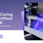 UV LED curing unit polymerising a guilloche security offset ink pattern on a printing press