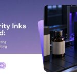 Pharmaceutical cartons and vials printed with UV security ink fluorescing under an ultraviolet inspection lamp on a packaging line